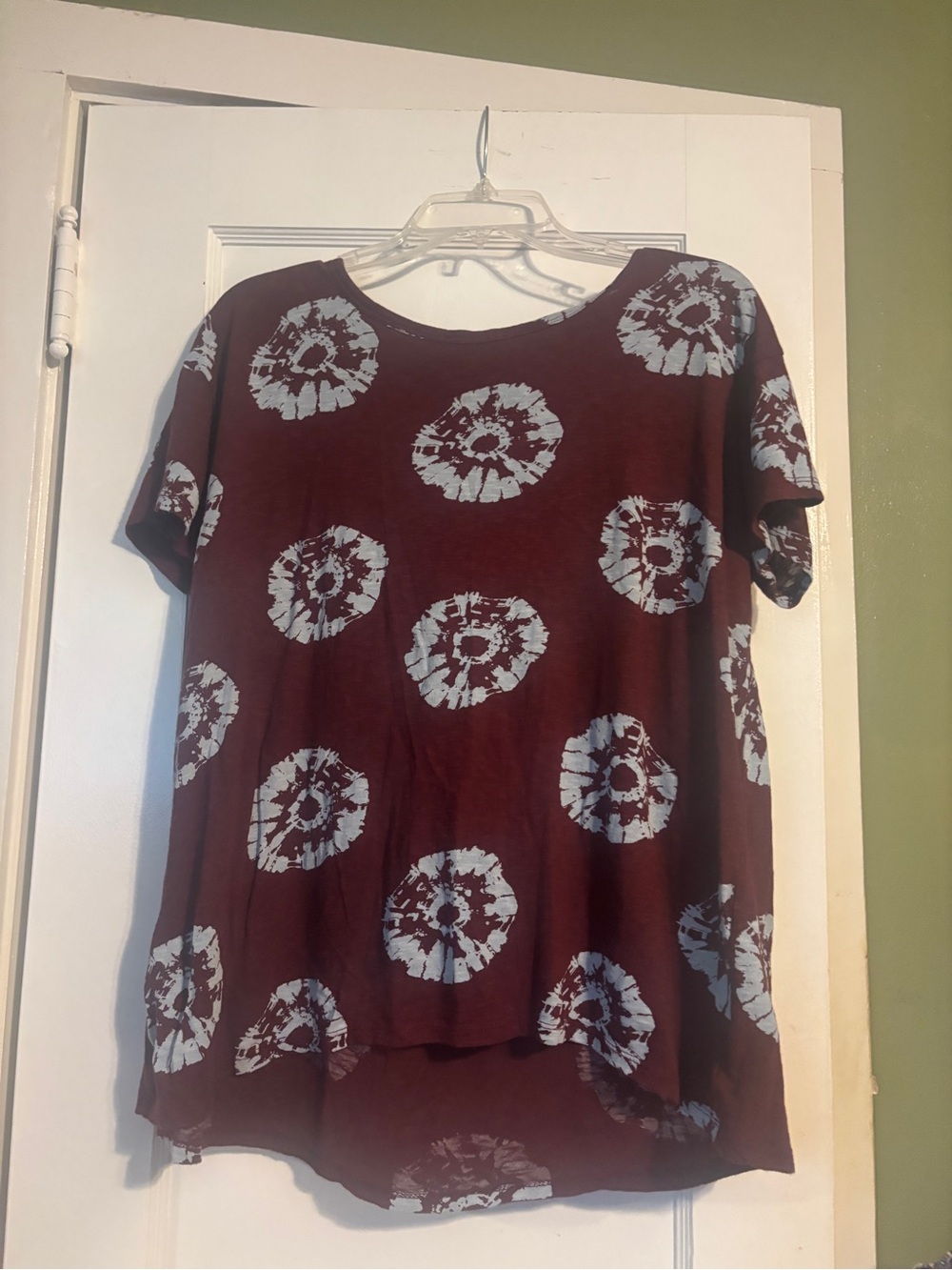 Wonderly Burgundy Short Sleeve Tie-Dye Circle Top